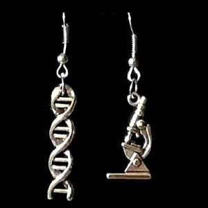 DNA & microscope earrings lab chemistry medical